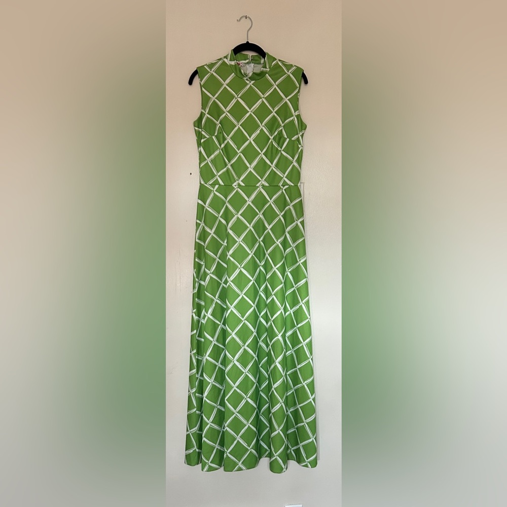 Vintage Green Geometric Maxi Dress